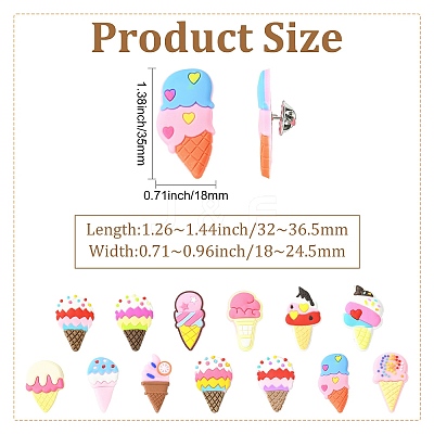 13Pcs PVC Ice Cream Lapel Pin Backs for Backpack Clothes JEWB-CJC0022-014B-1