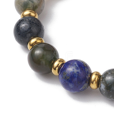 10mm Round Natural Indian Agate Beaded Stretch Bracelets for Women BJEW-JB10628-1