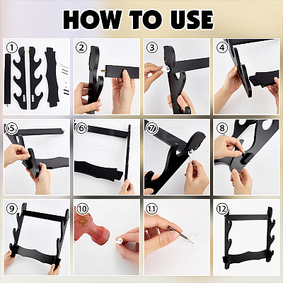 3-Tier MDF Board Wall Mounted Sword Display Rack ODIS-WH0043-256B-1