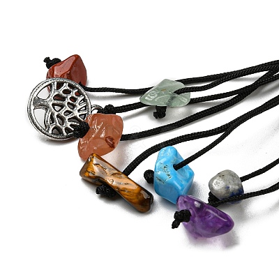 12Pcs Tree of Life Braided Nylon Cord Macrame Pouch Pendant Decorations AJEW-SW00009-01-1