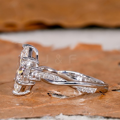 Brass Micro Pave Clear Cubic Zirconia Finger Rings FS-WG5249E-04-1