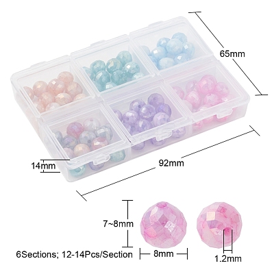 6 Colors Opaque Baking Paint Crackle Glass Beads Strands EGLA-YW0001-21-1