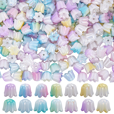280Pcs 7 Colors Iridescent Plating Acrylic Beads MACR-SP0001-87-1
