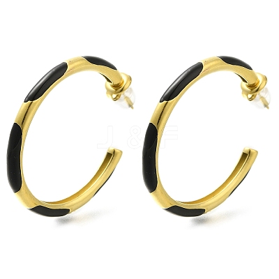 Ion Plating(IP) 304 Stainless Steel Enamel Stud Earrings EJEW-I316-06G-02-1