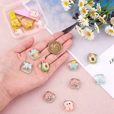 14Pcs 7 Styles Transparent Resin Cabochons CRES-SZ0001-36-1