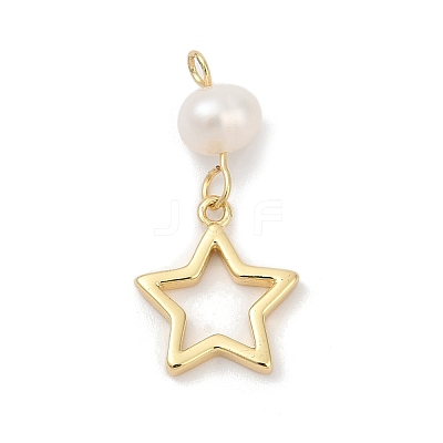 Natural Cultured Freshwater Pearl & Brass Pendants KK-U062-06G-1