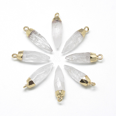 Natural Quartz Crystal Pointed Pendants G-Q495-05G-1