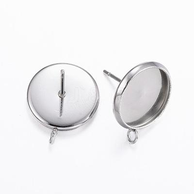 Non-Tarnish 304 Stainless Steel Stud Earring Settings STAS-H380-B-13P-1