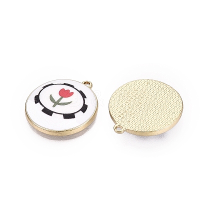 Printed Alloy Enamel Pendants ENAM-N072-03KCG-04-1