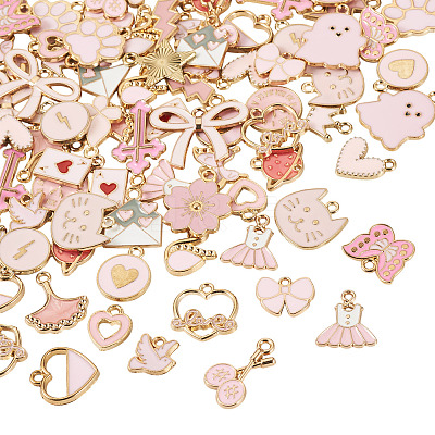 112Pcs 28 Styles Alloy Enamel Pendants ENAM-TA0009-08-1