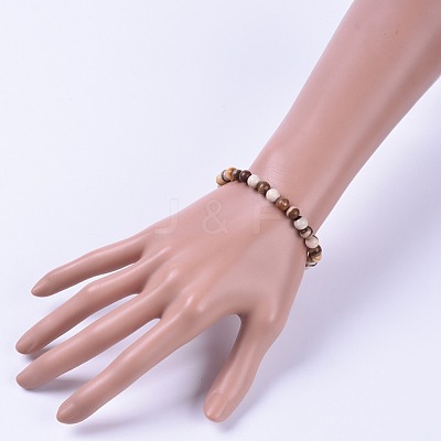 Natural Zebra Jasper Stretch Bracelets BJEW-JB04557-03-1