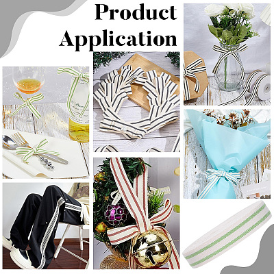 Cotton Stripe Pattern Ribbon OCOR-WH0078-550D-1