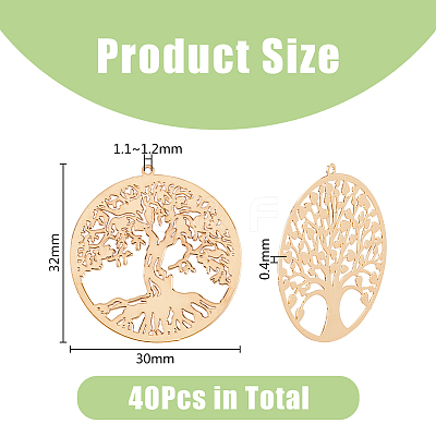 40Pcs 4 Styles Rack Plating Brass Filigree Pendants KK-DC0003-06-1