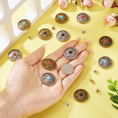 12Pcs 6 Colors Zinc Alloy & Synthetic Turquoise Buttons BUTT-TA0001-18-1