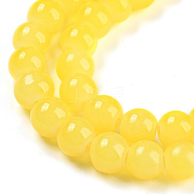 Baking Paint Imitation Jade Glass Round Bead Strands DGLA-Q021-6mm-24-1