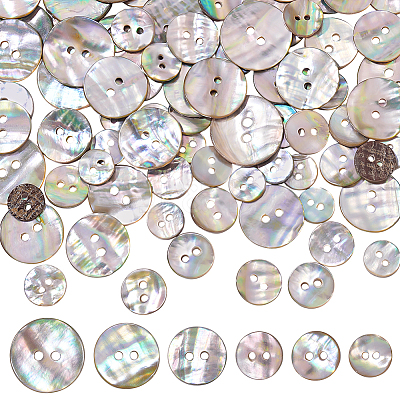 96Pcs 6 Styles Natural Shell Buttons BUTT-PH0001-45-1