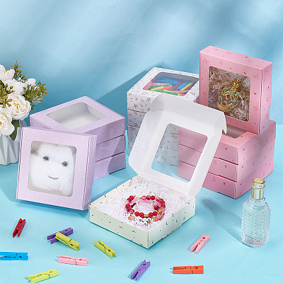 16Pcs 4 Colors Foldable Square Paper Storage Gift Boxes CON-PH0003-19-1