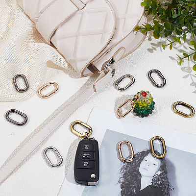12Pcs 4 Colors Alloy Spring Gate Rings FIND-NB0006-21-1