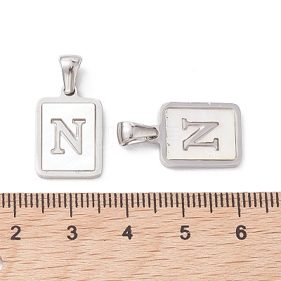 304 Stainless Steel Pave Shell Pendants STAS-G327-01P-N-1