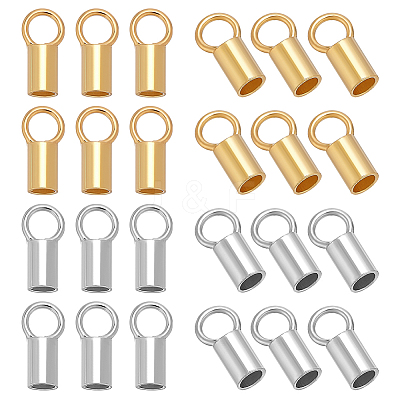 30Pcs 2 Colors Rhodium Plated 925 Sterling Silver Cord Ends STER-ME0001-41B-1