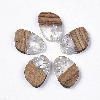 Transparent Resin & Walnut Wood Pendants RESI-Q210-006A-A02-1