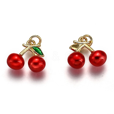 Brass Enamel Charms KK-B026-13G-01-1