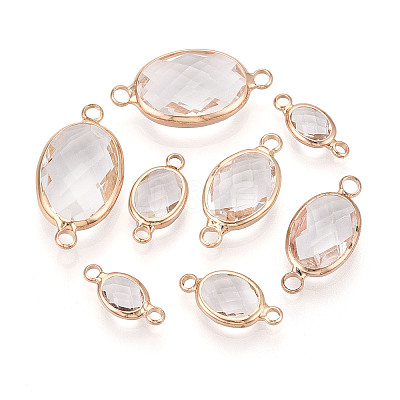Brass with Glass Links/Connector Charms GLAA-T027-10-1