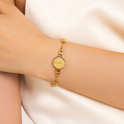 201 Stainless Steel Saint Benedict Link Bracelets IC9354-1
