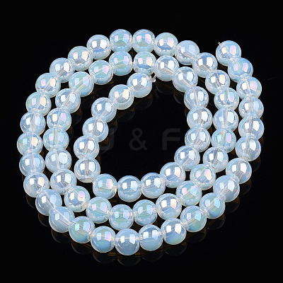 Electroplate Imitation Jade Glass Beads Strands GLAA-T032-J6mm-AB02-1