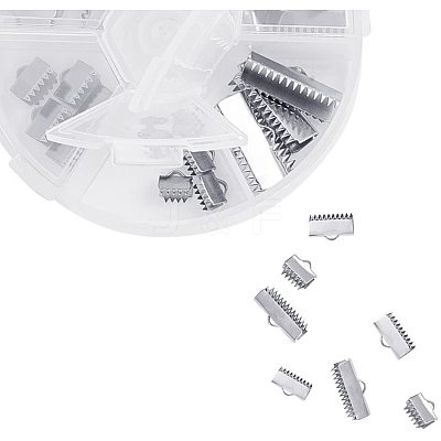 304 Stainless Steel Ribbon Crimp Ends STAS-PH0018-25P-1