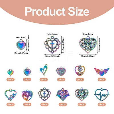 24Pcs 12 Style Rainbow Color Alloy Pendants FIND-TA0003-91-1