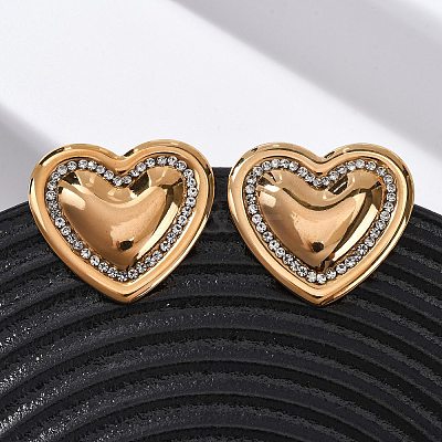 304 Stainless Steel Rhinestone Stud Earrings EJEW-K311-02G-1