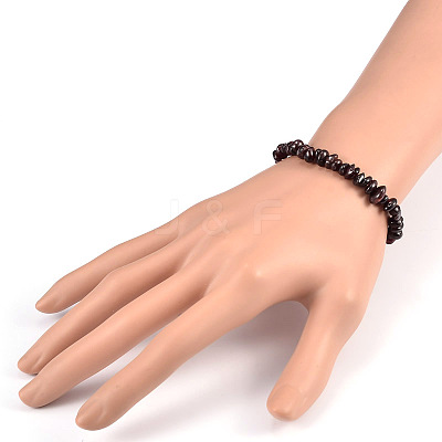 Chips Natural Garnet Beaded Stretch Bracelets BJEW-JB01826-09-1