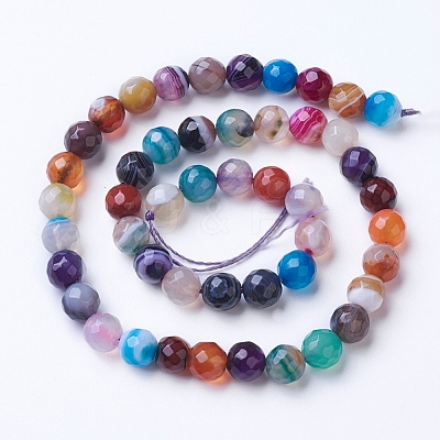 Natural Striped Agate/Banded Agate Beads Strands G-G753-09-8mm-1
