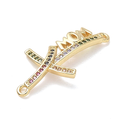 Mother's Day Brass Micro Pave Cubic Zirconia Links LS-KK-T084-03A-G-1