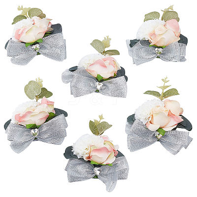 Silk Cloth Silk Ribbon Wrist Corsage AJEW-WH0277-62A-1