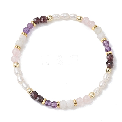 Natural Mixed Gemstone Beads Stretch Bracelets for Women BJEW-JB13316-01-1