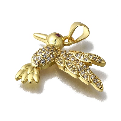 Rack Plating Brass Micro Pave Cubic Zirconia Pendants KK-G500-04A-G-1