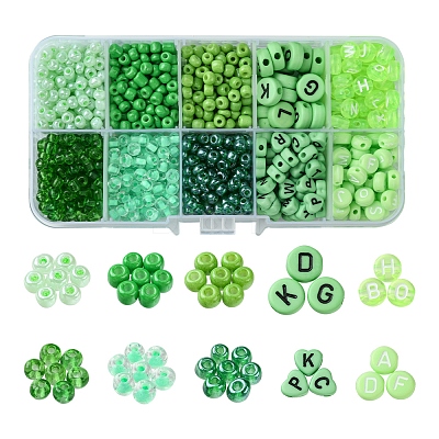 DIY Flat Round & Heart Acrylic & Glass Seed Beads Jewelry Making Findings Kits DIY-FS0006-43C-1