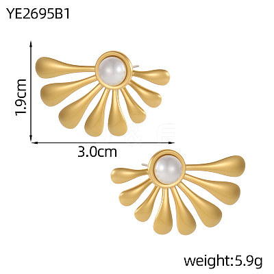 Natural & Synthetic Mixed Stone Fan Stud Earrings EJEW-OY011-81G-1