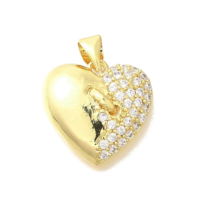Brass Micro Pave Clear Cubic Zirconia Pendants KK-M297-26G-1
