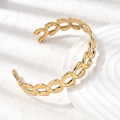 304 Stainless Steel Cuff Bracelets for Women BJEW-C136-01G-1