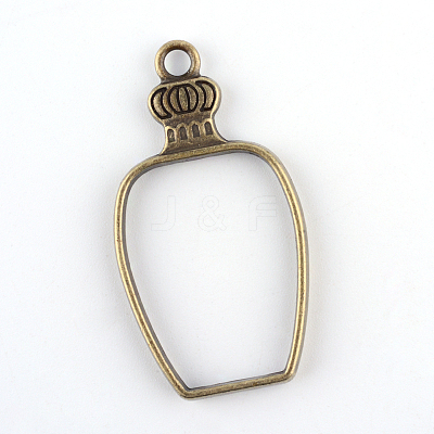 Rack Plating Alloy Bottle Open Back Bezel Pendants PALLOY-S047-31F-FF-1