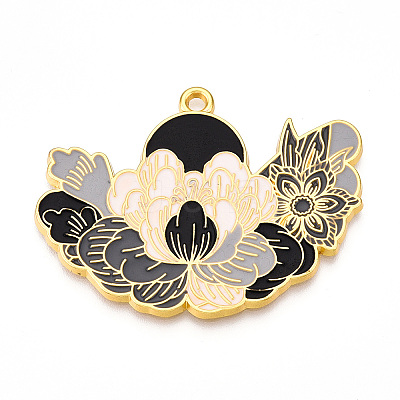 Rack Plating Alloy Enamel Big Pendants ENAM-N056-395A-G-1