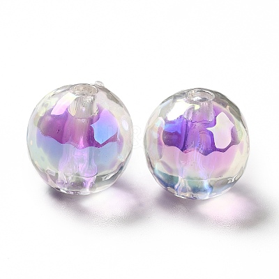 Two Tone UV Plating Rainbow Iridescent Acrylic Beads LS-TACR-D010-03B-07-1