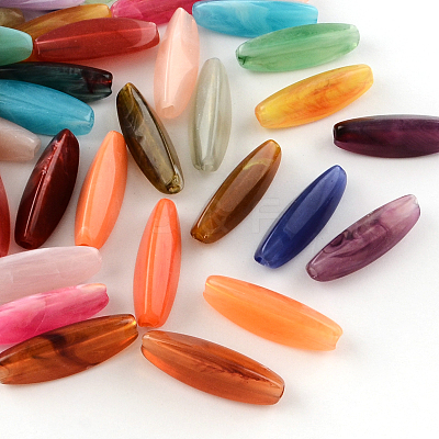Rice Imitation Gemstone Acrylic Beads X-OACR-R035-M-1