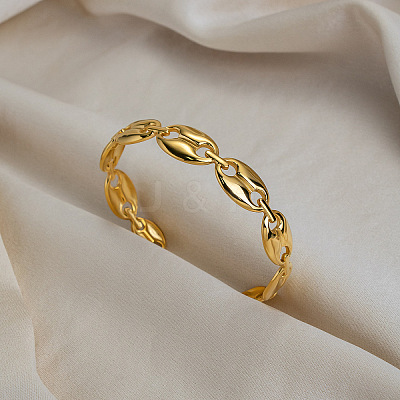 304 Stainless Steel Coffee Bean Open Cuff Bangles for Women GC3572-1