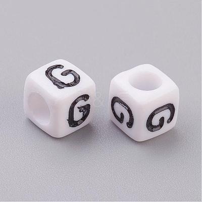 Acrylic Horizontal Hole Letter Beads PL37C9308-G-1