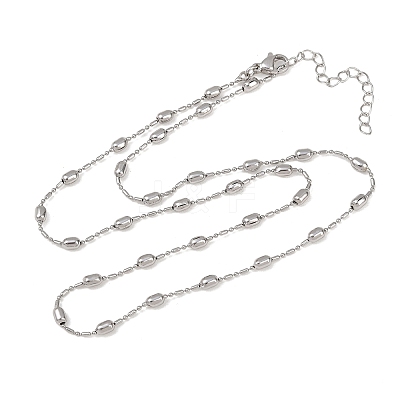 Brass Oval Ball Chain Necklaces for Men Women NJEW-L012-03P-1