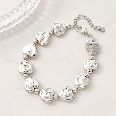 Heart CCB Plastic Beaded Bracelets BJEW-JB13008-02-1